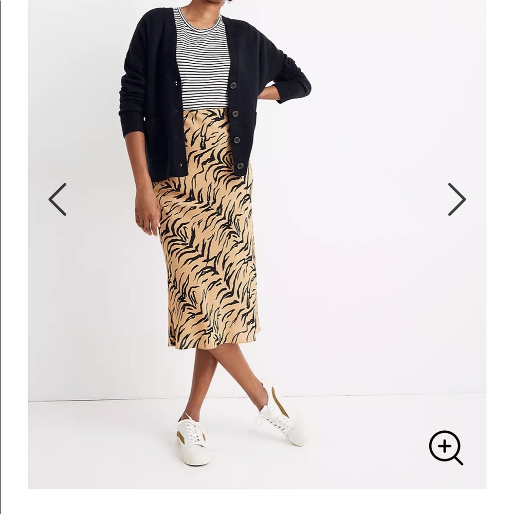 Madewell NWT silk tiger print midi skirt sz 12